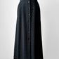 1990s Black Button Front Short Sleeve Cinched Waist Dress - Sz. Med