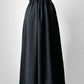 1990s Black Button Front Short Sleeve Cinched Waist Dress - Sz. Med