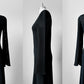 1970s Black Wool Blend Knit Floor Length Dress - Sz. S/M