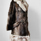 1960s - 1970s Mitchell Fur Bell Sleeved A-line Grey Brown Double-Breasted Lined Fur Jacket - Sz. S/M