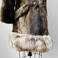 1960s - 1970s Mitchell Fur Bell Sleeved A-line Grey Brown Double-Breasted Lined Fur Jacket - Sz. S/M