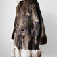 1960s - 1970s Mitchell Fur Bell Sleeved A-line Grey Brown Double-Breasted Lined Fur Jacket - Sz. S/M