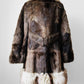 1960s - 1970s Mitchell Fur Bell Sleeved A-line Grey Brown Double-Breasted Lined Fur Jacket - Sz. S/M