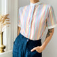 1970s - 1980s Candy Stripe Short Sleeve Cotton Button-Front Shirt