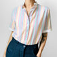 1970s - 1980s Candy Stripe Short Sleeve Cotton Button-Front Shirt