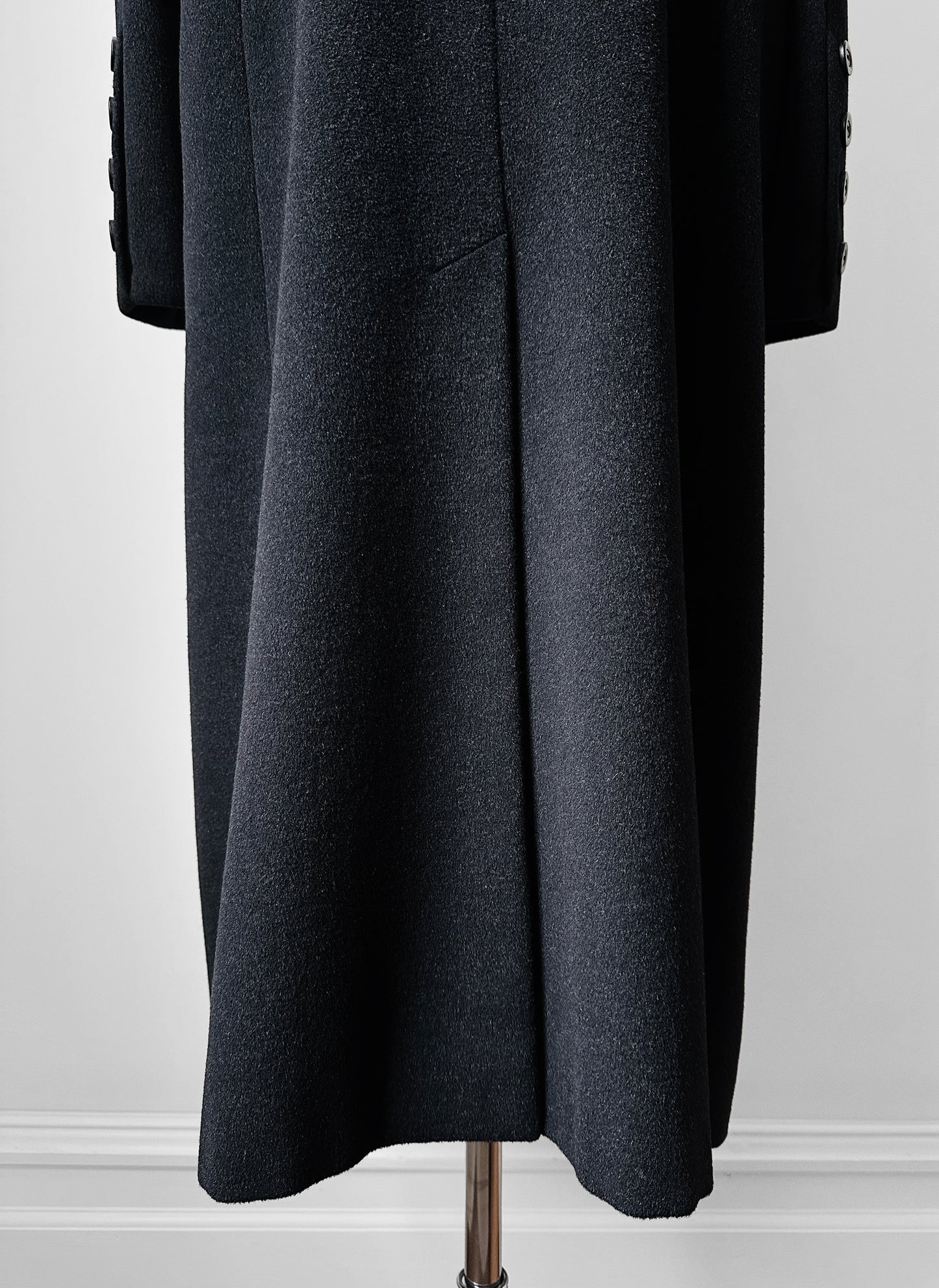 1980s W.Germany Dark Charcoal Black Virgin Wool Angora Coat - Sz. M/L