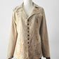 Vintage 1940s - 1950s Light Tan Snap-Button Suede Jacket with Embossed Southwestern/Aztec Designs - Sz. S/M