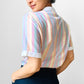 1970s - 1980s Candy Stripe Short Sleeve Cotton Button-Front Shirt