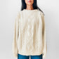 1980s Chunky Cream Fisherman's Wool Cable-Knit Sweater - Sz. O/S