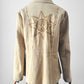 Vintage 1940s - 1950s Light Tan Snap-Button Suede Jacket with Embossed Southwestern/Aztec Designs - Sz. S/M
