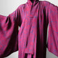 1980s Plum Navy Starburst Silk Kimono  - Sz. O/S
