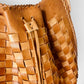 Vintage 1970s Tan Buttery Soft Basketweave Style Leather Drawstring Shoulder Bag