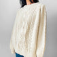 1980s Chunky Cream Fisherman's Wool Cable-Knit Sweater - Sz. O/S