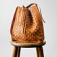 Vintage 1970s Tan Buttery Soft Basketweave Style Leather Drawstring Shoulder Bag