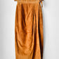 Vintage 1980s Amber Tan Long Wrap Suede Leather Split-Back Skirt - Sz. SM