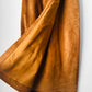 Vintage 1980s Amber Tan Long Wrap Suede Leather Split-Back Skirt - Sz. SM