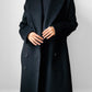 1980s Black Wool Exaggerated Collar Coat- Sz. S/M