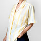 1970s - 1980s Yellow and White Stripe Short Sleeve Cotton Button-Front Shirt - S/M