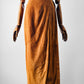 Vintage 1980s Amber Tan Long Wrap Suede Leather Split-Back Skirt - Sz. SM