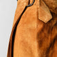 Vintage 1980s Amber Tan Long Wrap Suede Leather Split-Back Skirt - Sz. SM