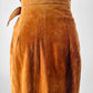 Vintage 1980s Amber Tan Long Wrap Suede Leather Split-Back Skirt - Sz. SM