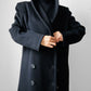 1980s Black Wool Exaggerated Collar Coat- Sz. S/M