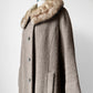 1960s Taupe Fur Collar A-Line Mid-Length Coat