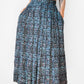 1980s Blue Pleated Patterned Skirt - Sz. Sm