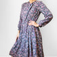 1990s - 2000s Mauve Floral Day Dress - Sz. XS/S