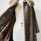 1960s Taupe Fur Collar A-Line Mid-Length Coat