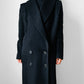1980s Black Wool Exaggerated Collar Coat- Sz. S/M
