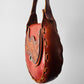 Vintage 1960s - 1970s Reddish Brown Floral Motif Tan Tooled Leather Bag