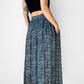 1980s Blue Pleated Patterned Skirt - Sz. Sm