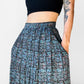 1980s Blue Pleated Patterned Skirt - Sz. Sm