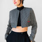 1960s Black and White Stripe Crop Tuxedo Bolero Jacket - Sz. Small