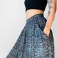 1980s Blue Pleated Patterned Skirt - Sz. Sm