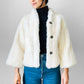 1980s Cream Faux Fur Crop A-line Bell-Sleeve Lined Jacket - Sz. XS / S