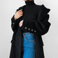 1980s W.Germany Dark Charcoal Black Virgin Wool Angora Coat - Sz. M/L