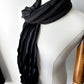 Vintage Black Striped Semi Sheer Ruffle Scarf