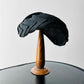 1950s - 1960s Black Velvet Ribbon Trimmed Hat - Sz. S