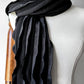 Vintage Black Striped Semi Sheer Ruffle Scarf