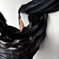 Vintage Black Striped Semi Sheer Ruffle Scarf