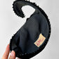 1940s - 1950s Black Bead Trimmed Velvet Hat - Sz. S