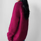 Chunky Wine-Toned Handknit Heavy Wool Jumper Sweater - Sz. O/S