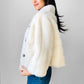 1980s Cream Faux Fur Crop A-line Bell-Sleeve Lined Jacket - Sz. XS / S