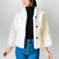 1980s Cream Faux Fur Crop A-line Bell-Sleeve Lined Jacket - Sz. XS / S