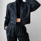 1980s Black and White Pinstripe Two Piece Suit - Sz. SM
