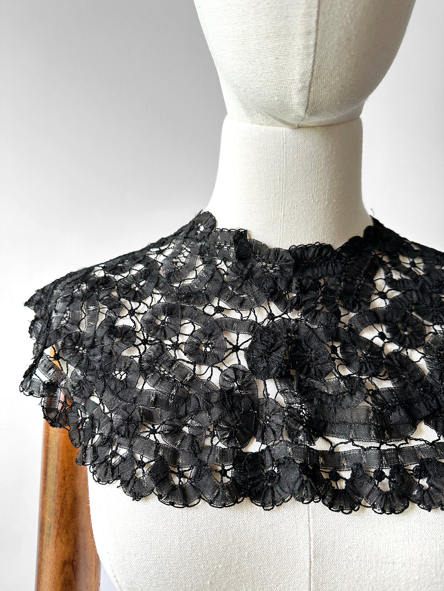Antique Victorian Era Black Lace Collar Pieces Set
