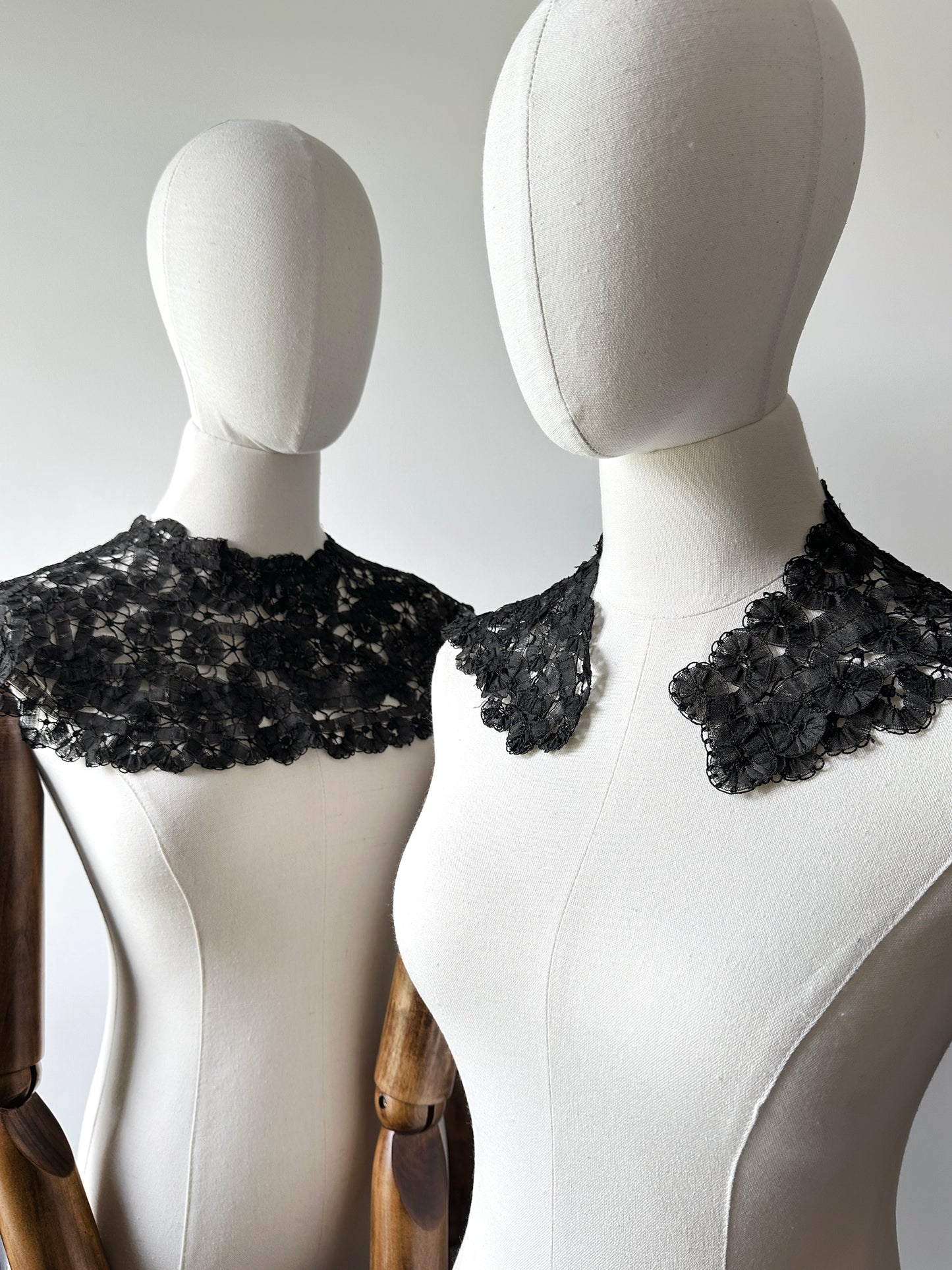 Antique Victorian Era Black Lace Collar Pieces Set