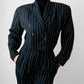 1980s Black and White Pinstripe Two Piece Suit - Sz. SM